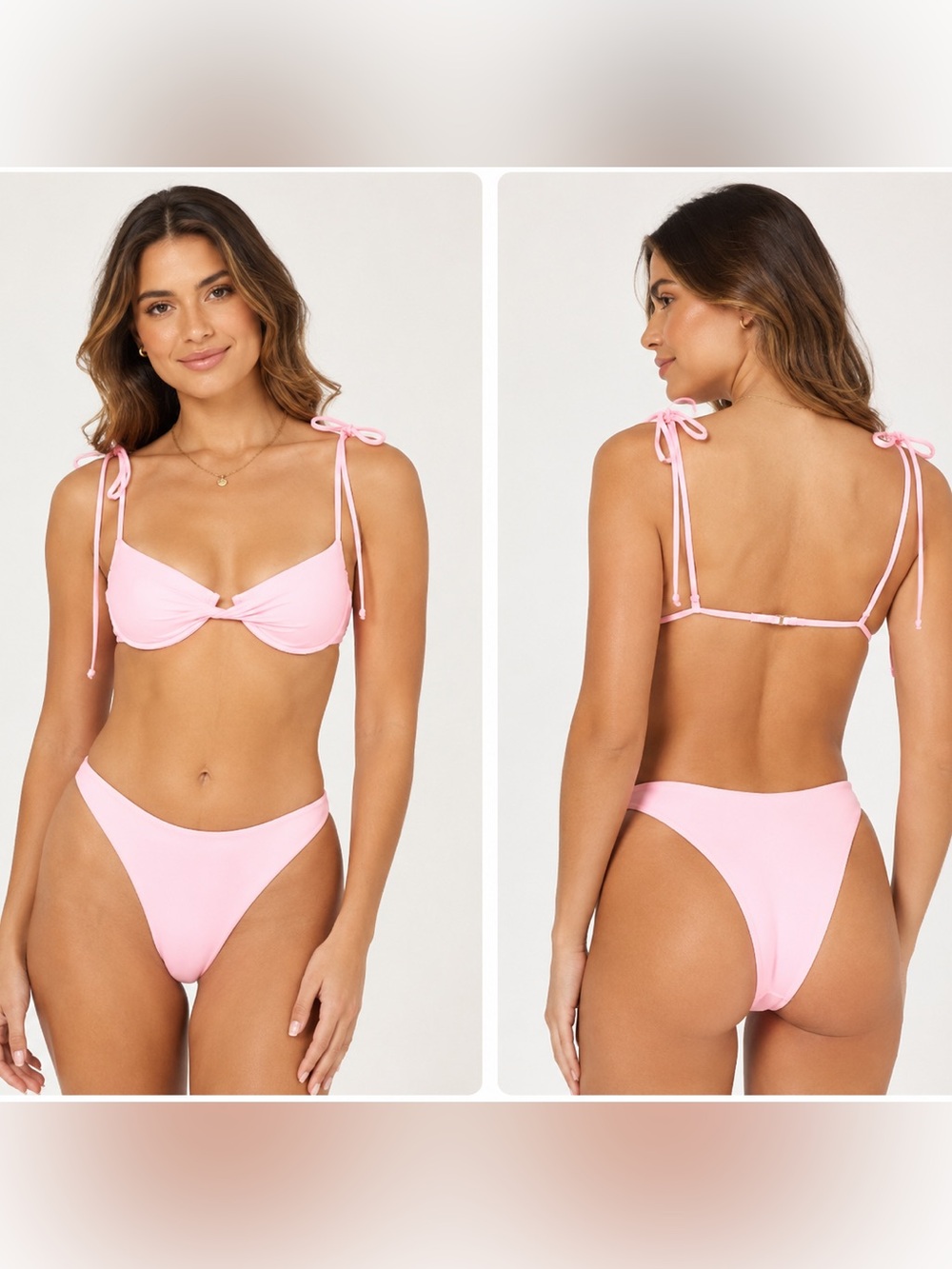 l*space Kerri Top (XL) & Leilani Bitsy Bottom (L) bikini set in Crystal Pink NWT